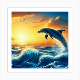 Dolphin Jumping In The Ocean Art Print