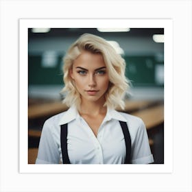 Portrait Of A Girl wearing shirt Art Print