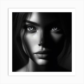 Black And White Portrait Of A Woman 15 Art Print