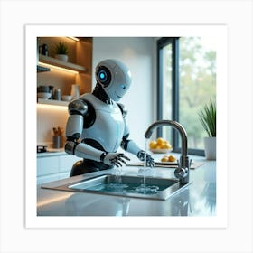 Flux Dev A Sleek And Modern Smart Robot With A Silver And Glas 3 Art Print