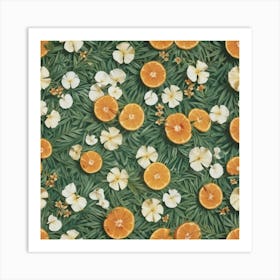 Oranges And Flowers 1 Art Print