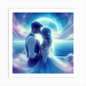 Lovers kissing 2 Art Print