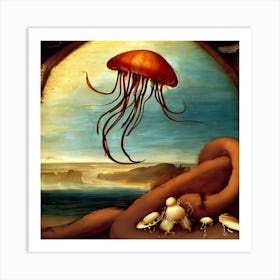 Amber Flying Jelly 7 Art Print