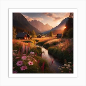 Sunset In The Mountains 2 Art Print