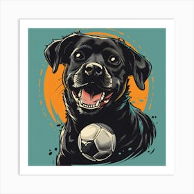 Black Labrador Dog With Soccer Ball Art Print