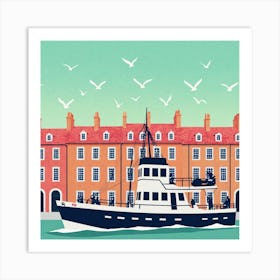 Boat In Front Of Buildings Art Print