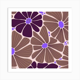 Purple Retro Floral Art Print Art Print