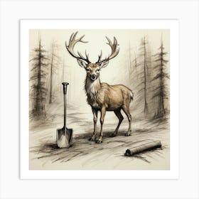 Deer In The Woods 127 Art Print