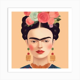 Frida Kahlo Florale Illustration Malerei, minimalistische Pastell Malerei Art Print