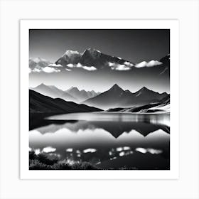 Black And White Mountain Landscape 10 Art Print