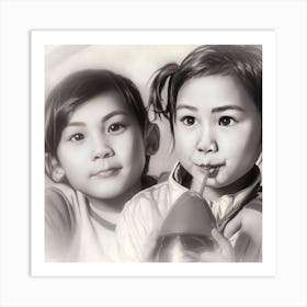 Two Asian Girls Art Print