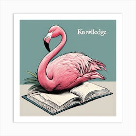 Flamingo Reading A Book 1 Art Print