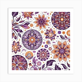 Batik, Purple Floral Pattern Art Print