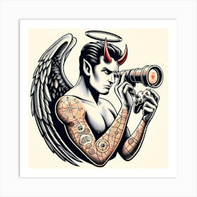 Devil With Camera Art Print