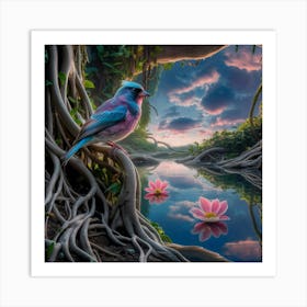 Bird In The Water Art Print