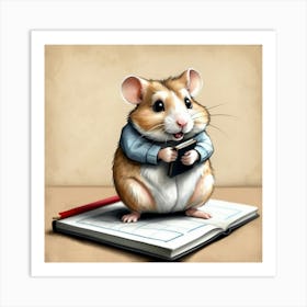 Hamster Reading A Book 10 Art Print