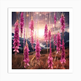 Purple Flowers In The Mountains Art Print