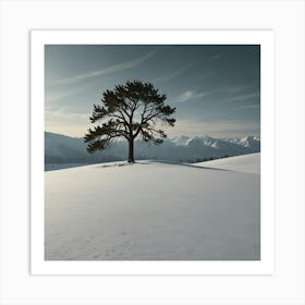 Lone Tree In The Snow 1 Art Print