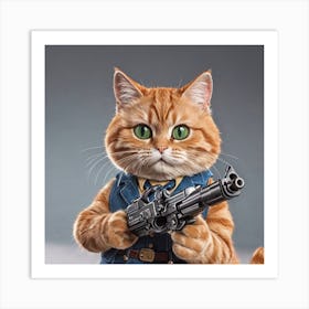 Cat With Gun 1 Art Print