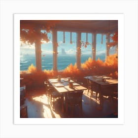 Autumn Leaves In A Restaurant Art Print