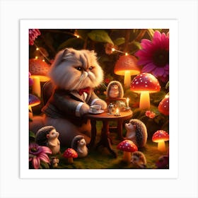 Hedgehog Tea Party Art Print