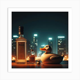 Duck At Night 1 Art Print