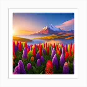 Lupins In The Field Art Print