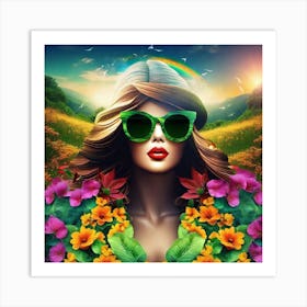 Portrait Of A Woman With Sunglasses 2 Art Print