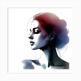 Watercolor Portrait Of A Woman 4 Art Print