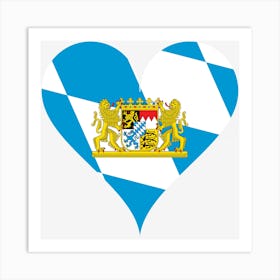 Heart Love Flag Bavaria Coat Of Arms Art Print