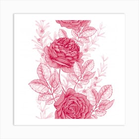 Flower Seamless Pattern With Roses Art Print