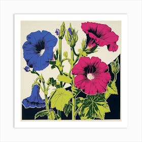 Canterbury Bells 3 Pop Art Illustration Square Art Print