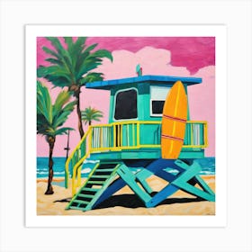 South Beach Miami Series. Style of David Hockney 3 Art Print