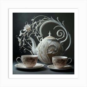 Teapot And Teacups Art Print