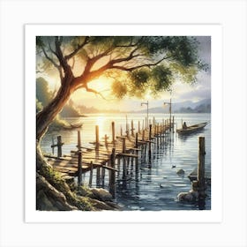 Sunset At The Pier Art Print