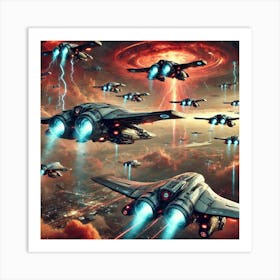 A Sci Fi Depiction Of Tempest Drones, Autonomous A Art Print