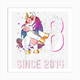 8th Birthday Girl Party 8 Years Old 2014 Unicorn Flossing 1 Art Print