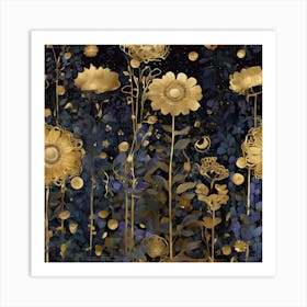 Gold Flowers Art Print