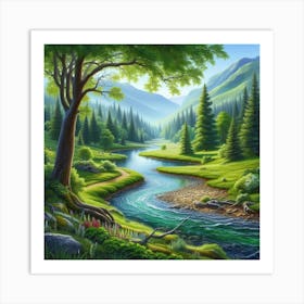 River In The Forest 10 Art Print