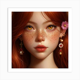 Sexy Girl With Freckles Art Print