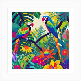 Parrots In The Jungle 6 Art Print