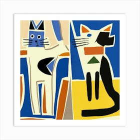 Cats On A Chair Art Print