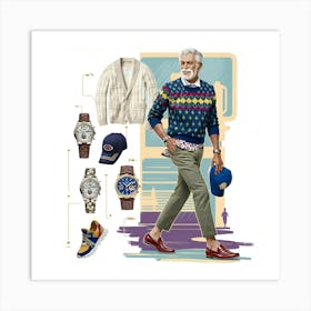 Grandpa In A Sweater, Grandpa style Art Print