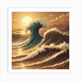 Ocean Wave At Sunset Art Print