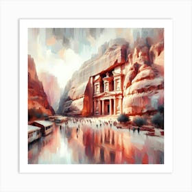 Creative Brush Painting Petra In Jordan 1 Art Print