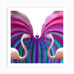 Love - flamingo - pink - photo montage Art Print
