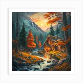 A peaceful, lively autumn landscape 11 Art Print