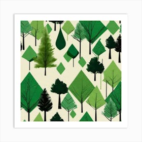 Trees of forest paper style Art Print