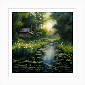 Textile Dreams: Monet's Tranquil Garden Art Print