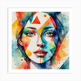 Watercolor Of A Woman'S Face 2 Art Print